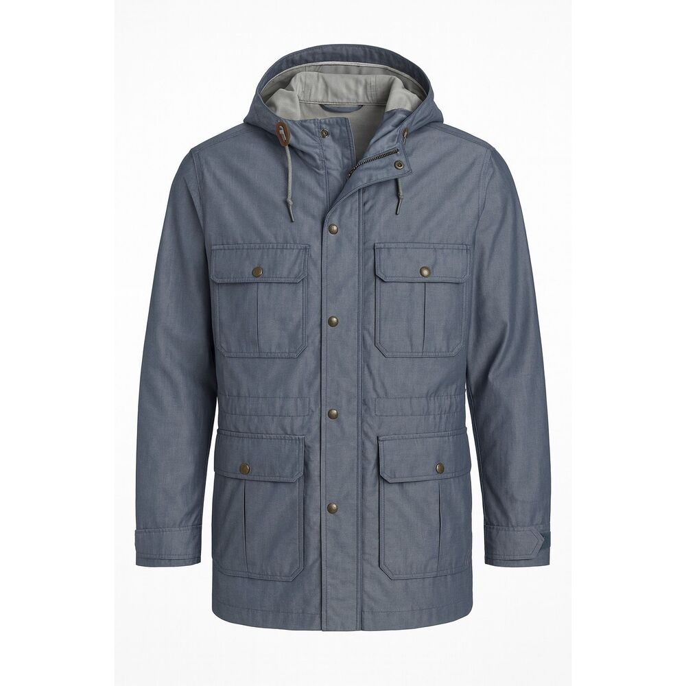 Spiewak Hooded Multi Pocket Blue Gray Raincoat Men's Large